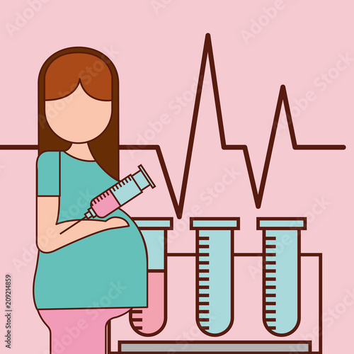pregnancy fertilization tubes adn blood test life line vector illustration