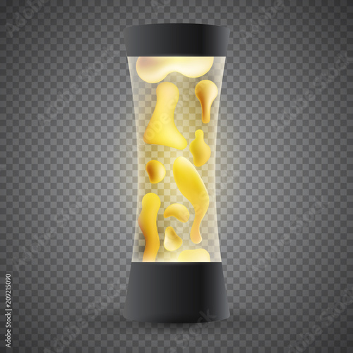 3d realistic lava lamp isolated on transparent background. Vector illustration.