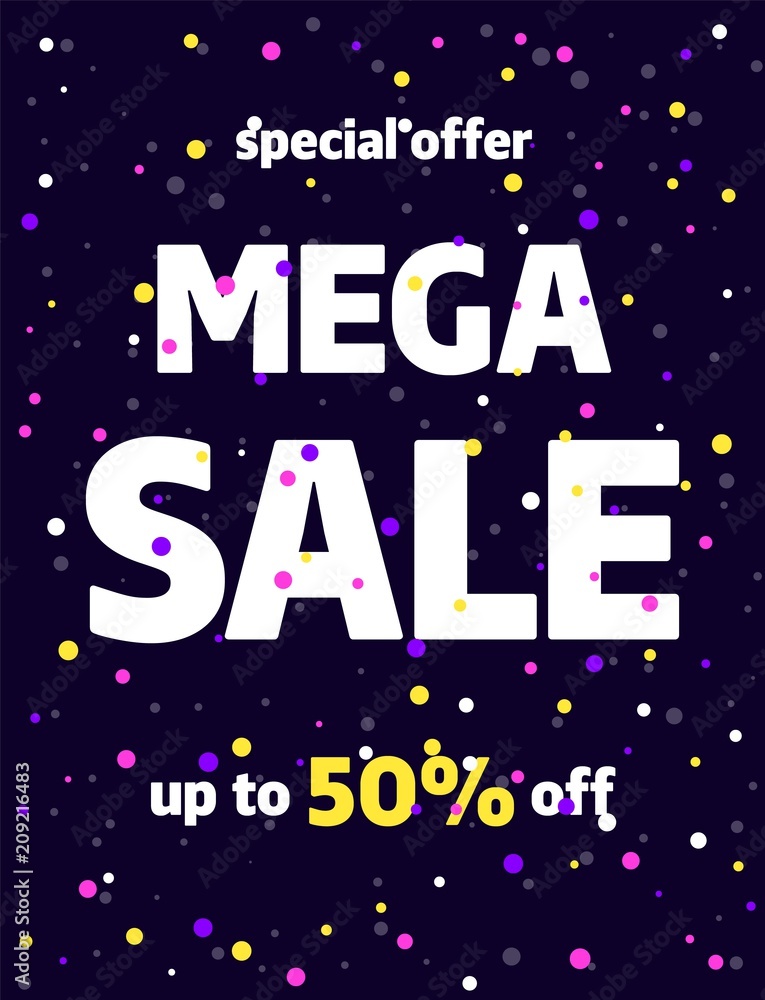 Fototapeta premium Dark banner template design, Big sale special offer. Vector illustration.