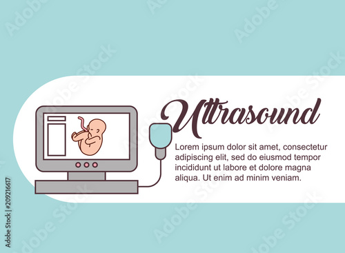 pregnancy fertilization ultrasound seen fetal monitoring vector illustration
