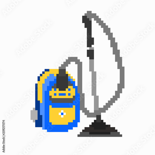 electric colored vacuum cleaner isolated pixel object qualitative vector illustration for your design