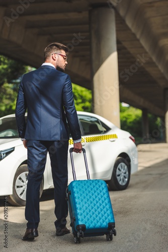back view of stylish young businessman with suitcase standing near taxi © LIGHTFIELD STUDIOS