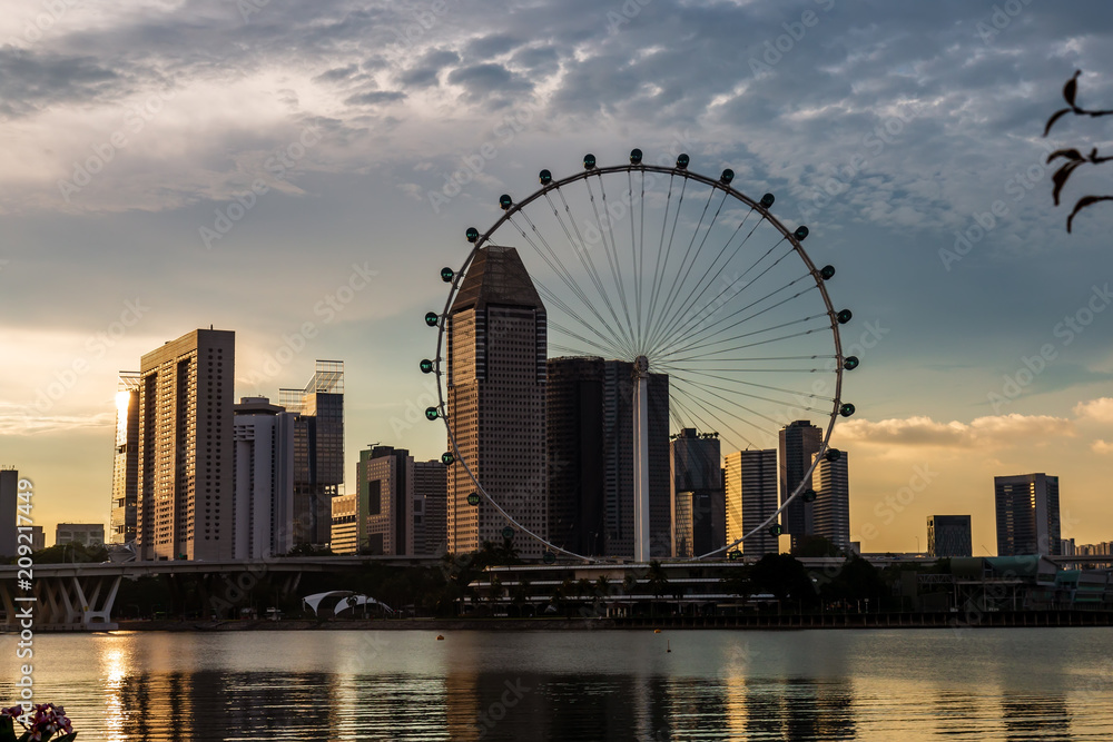 Singapore city skyline at dusk
