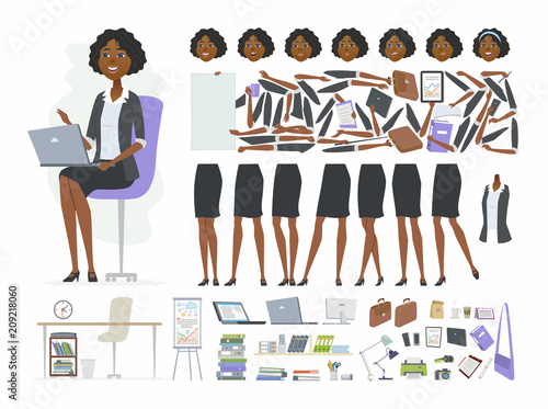 African businesswoman - vector cartoon people character constructor
