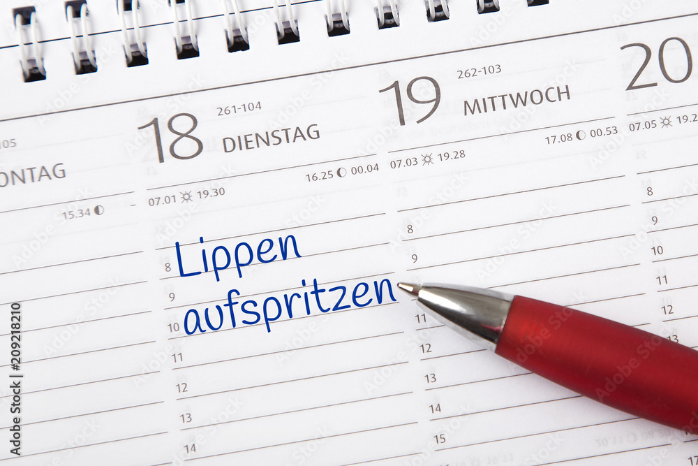 Eintrag im Kalender: Lippen aufspritzen Eintrag im Kalender: Lippen aufspritzen