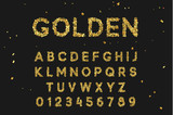 Gold Font set with letters from multi-colored paper confetti.