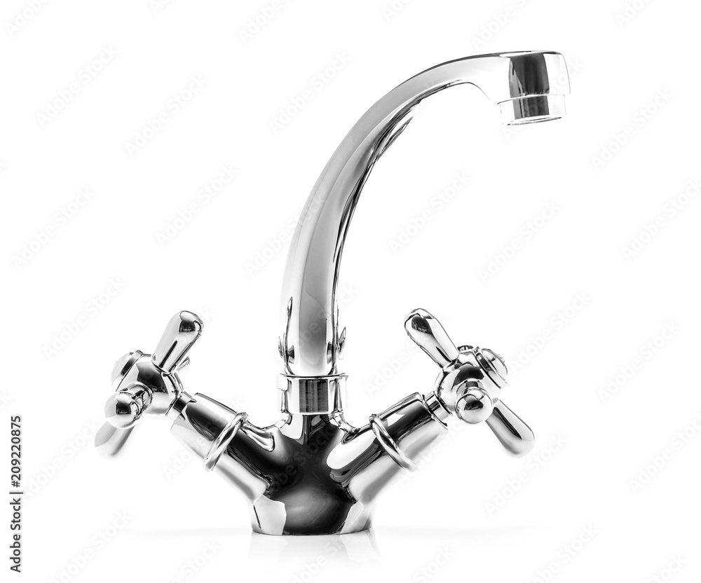 Metal water mixer isolated on white background Metal water mixer isolated on white background