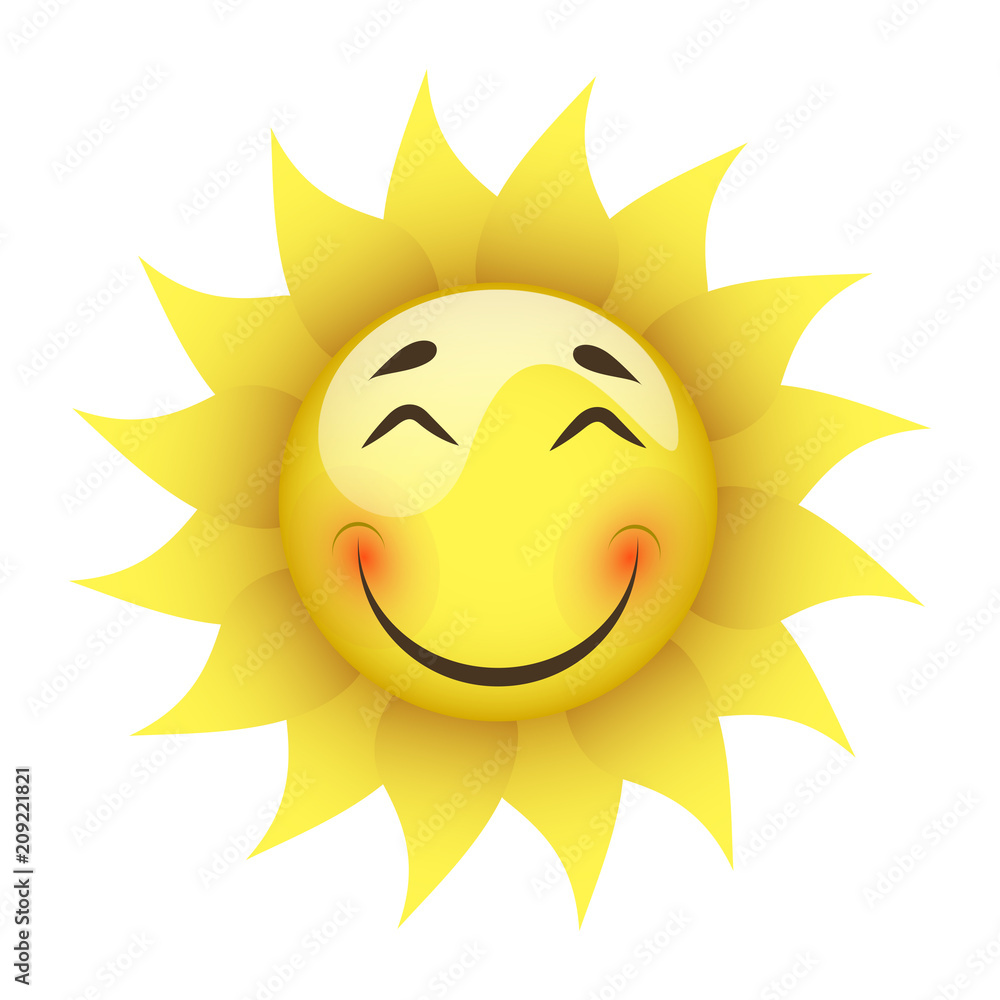 smiling yellow sun on a white background