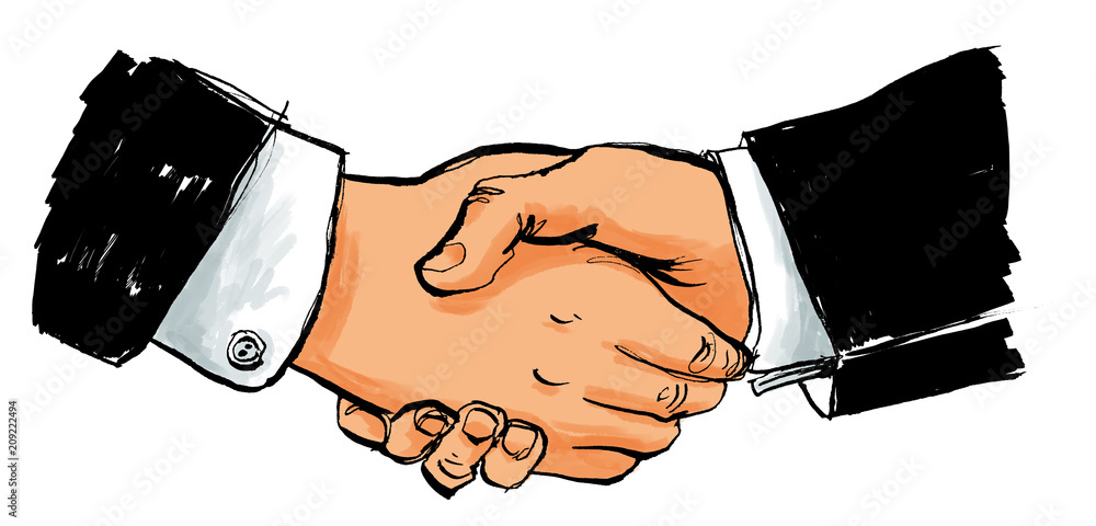 Handschlag und Begrüßung zwischen Business Partnern Stock Illustration