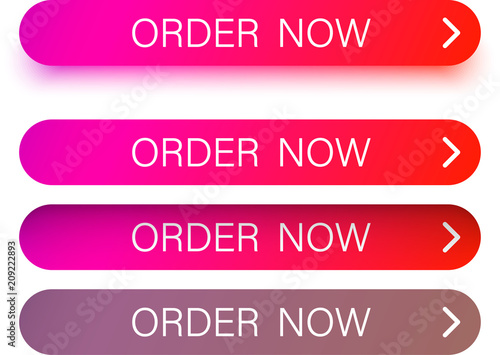 Colorful order now buttons with arrow isolated on white.