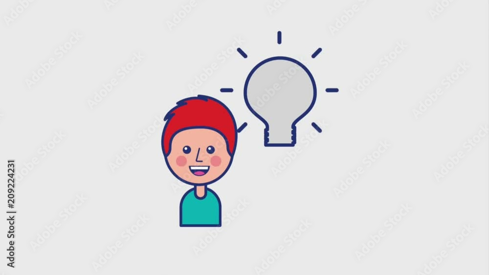 happy young boy and bulb idea creativity animation hd happy young boy and bulb idea creativity animation hd