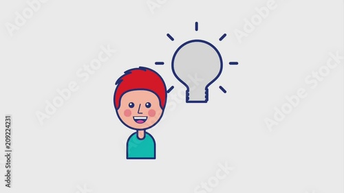 Wallpaper Mural happy young boy and bulb idea creativity animation hd Torontodigital.ca