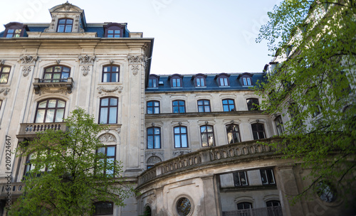 Photography low angle view of beautiful historical architecture with decorations in copenhag