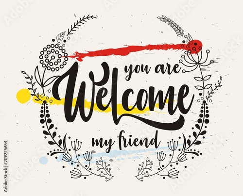 you are welcome, elegant floral frame