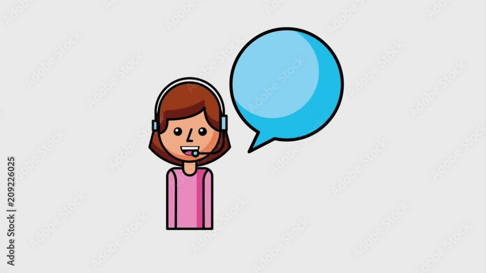 operator girl with headset and speech bubble animation hd operator girl with headset and speech bubble animation hd