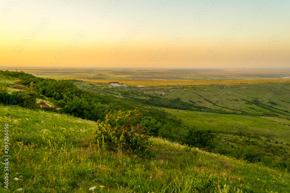 Green meadows and mountains