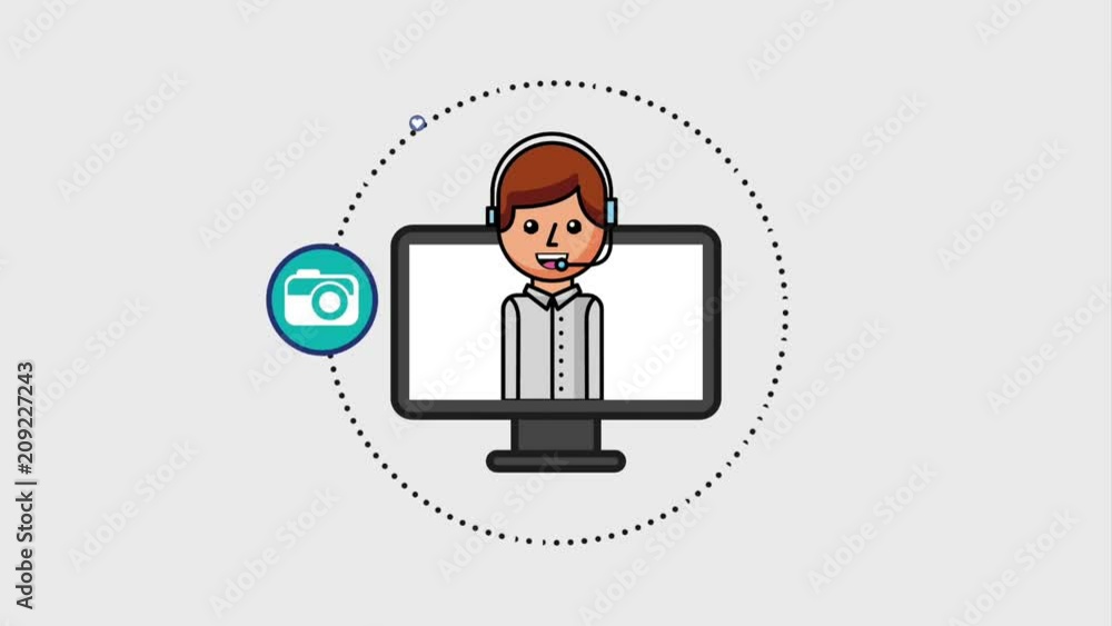 operator man in computer and social media animation hd operator man in computer and social media animation hd