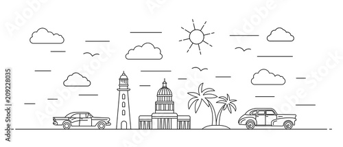 Cuba panorama, line style