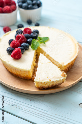 Wallpaper Mural Homemade cheesecake with raspberries and blueberries Torontodigital.ca