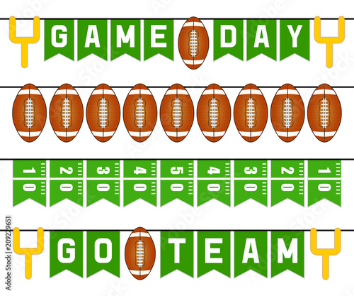 American football bunting flags party decoration