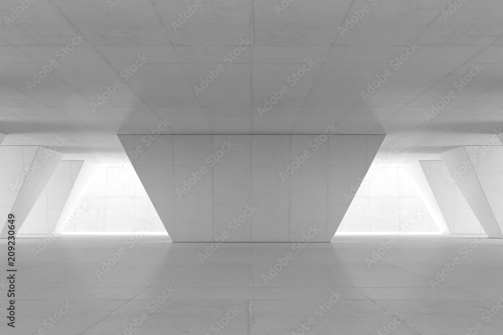 Abstract Empty space with white wall. Modern blank showroom with floor. Future concept. 3d rendering. Abstract Empty space with white wall. Modern blank showroom with floor. Future concept. 3d rendering.