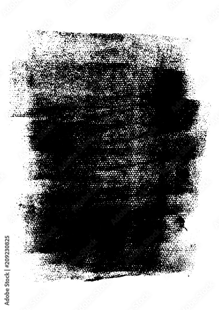 Plakat Grunge hand painted rough stain texture background. Black blot isolated