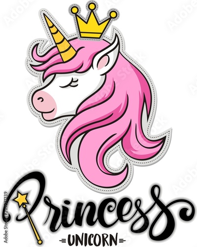 Princess unicorn head mascot