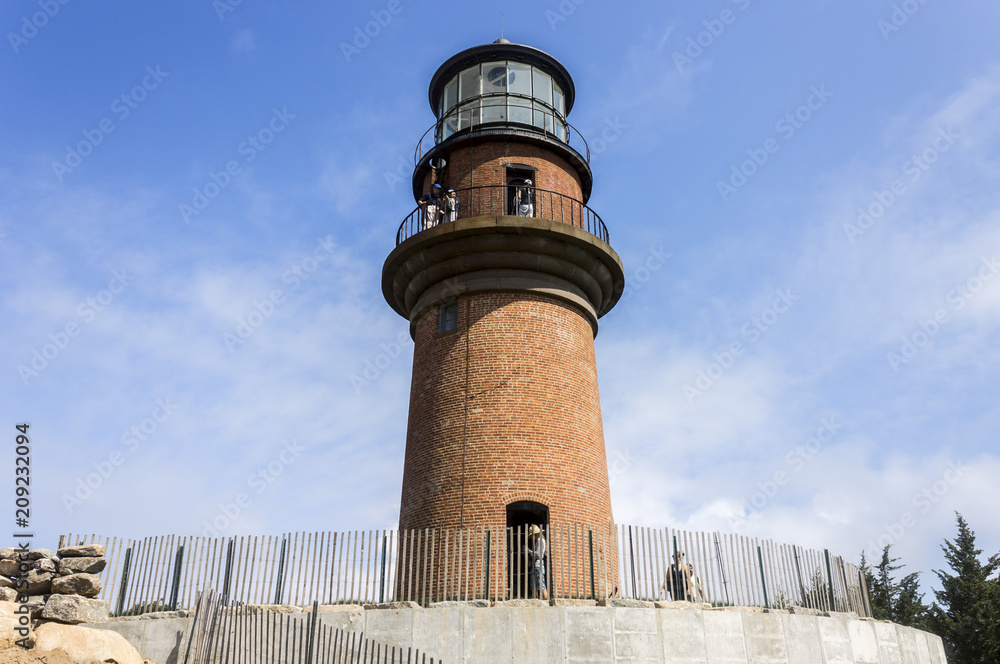 Martha's Vineyard, Massachusetts. Gay Head Light, a brick lighthouse built in 1856 close to the town of Aquinnah and the Gay Head cliffs in the island of Martha's Vineyard