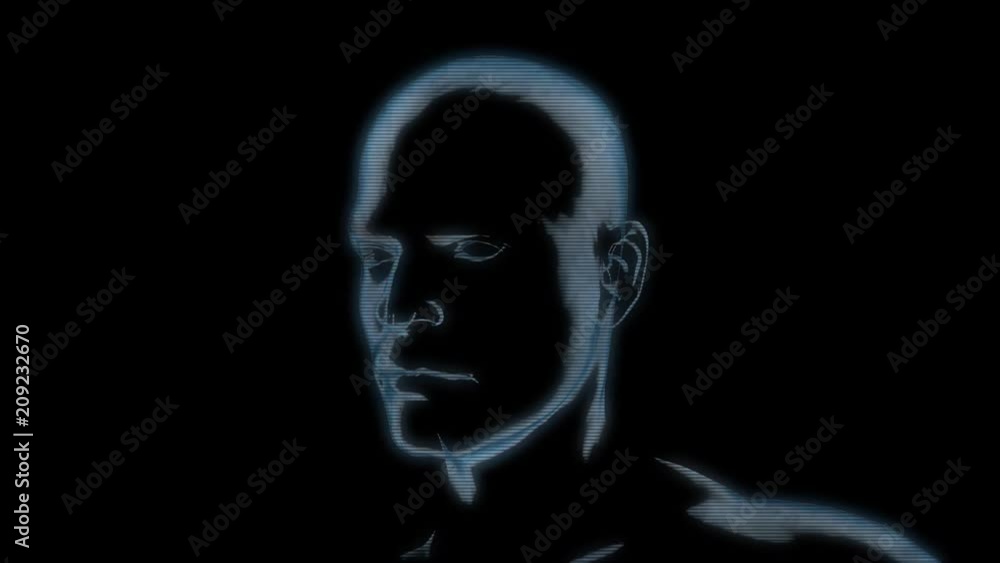 X-ray Man 1003: 3D HUD animation of a male head rotating (Loop). X-ray Man 1003: 3D HUD animation of a male head rotating (Loop).