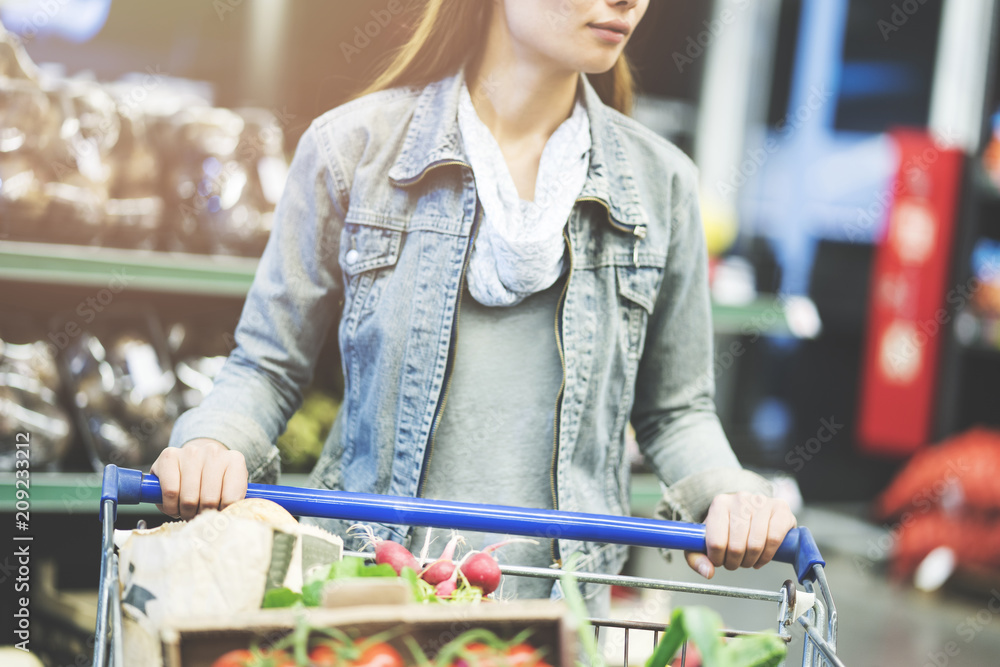 Fototapeta premium Shopping at supermarket, shopping concept