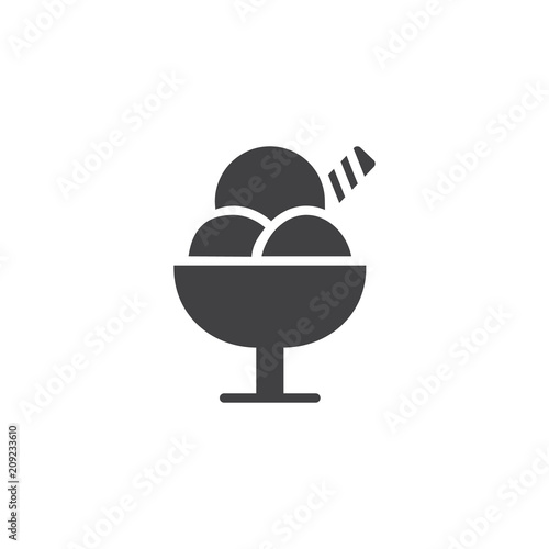 Ice cream cup vector icon. filled flat sign for mobile concept and web design. Three ice cream scoop simple solid icon. Symbol, logo illustration. Pixel perfect vector graphics