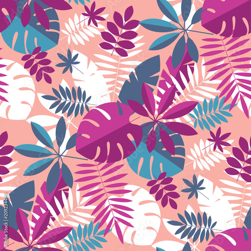 Vibrant bright simple tropical leaves seamless pattern © galyna_p