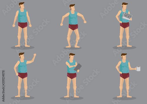 Cartoon Man in Casual Wear Vector Character Set