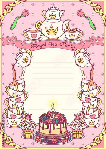 
vector Royal tea party invitation template concept