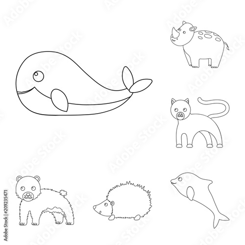 An unrealistic animal outline icons in set collection for design. Toy animals vector symbol stock web illustration.