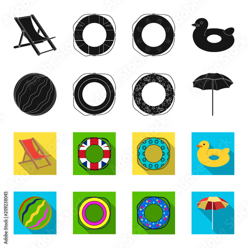 Multicolored swimming circle black,flet icons in set collection for design. Different lifebuoys vector symbol stock web illustration.