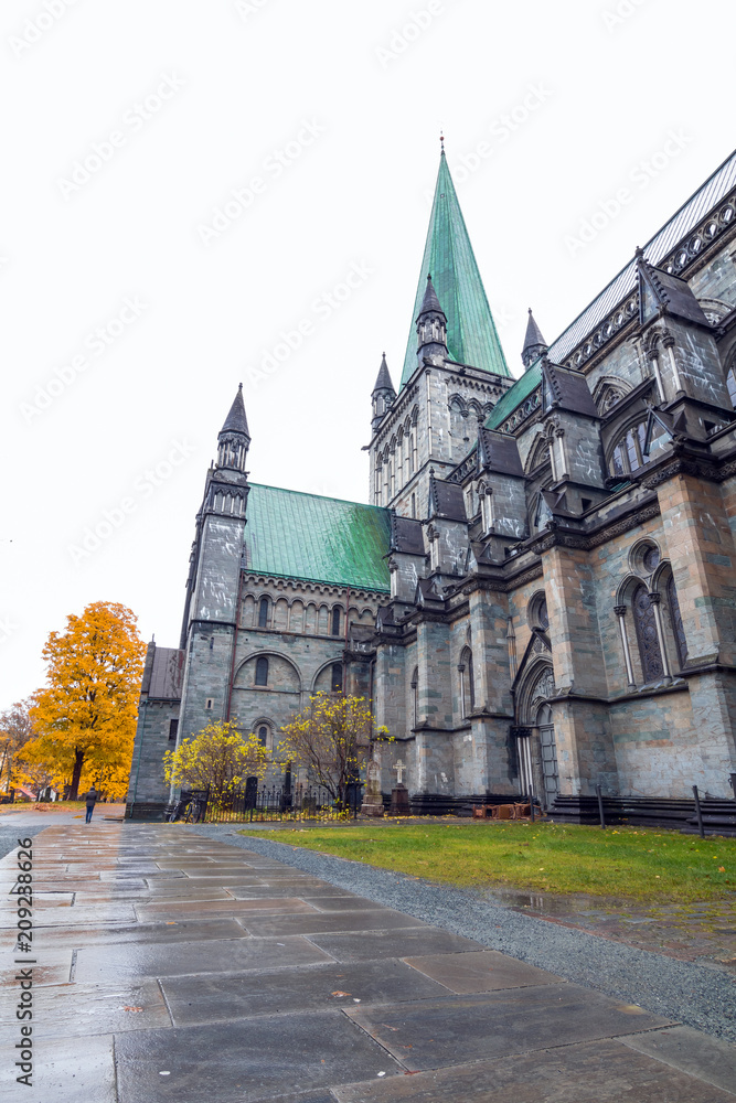 Nidaros Cathedral during a day, Trondheim, Norway