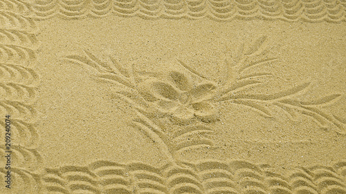 Sand from candlestick with ornament in the form of flowers, background, texture.