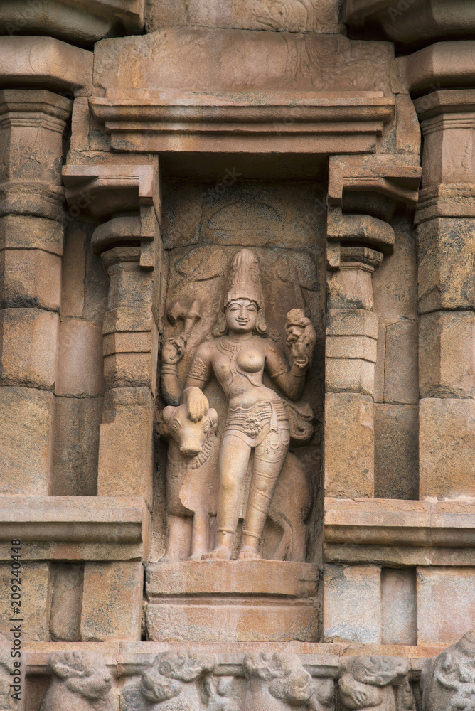 Sculpture of Ardhanari Shiva as half man and half woman, Gangaikonda Cholapuram, Tamil Nadu