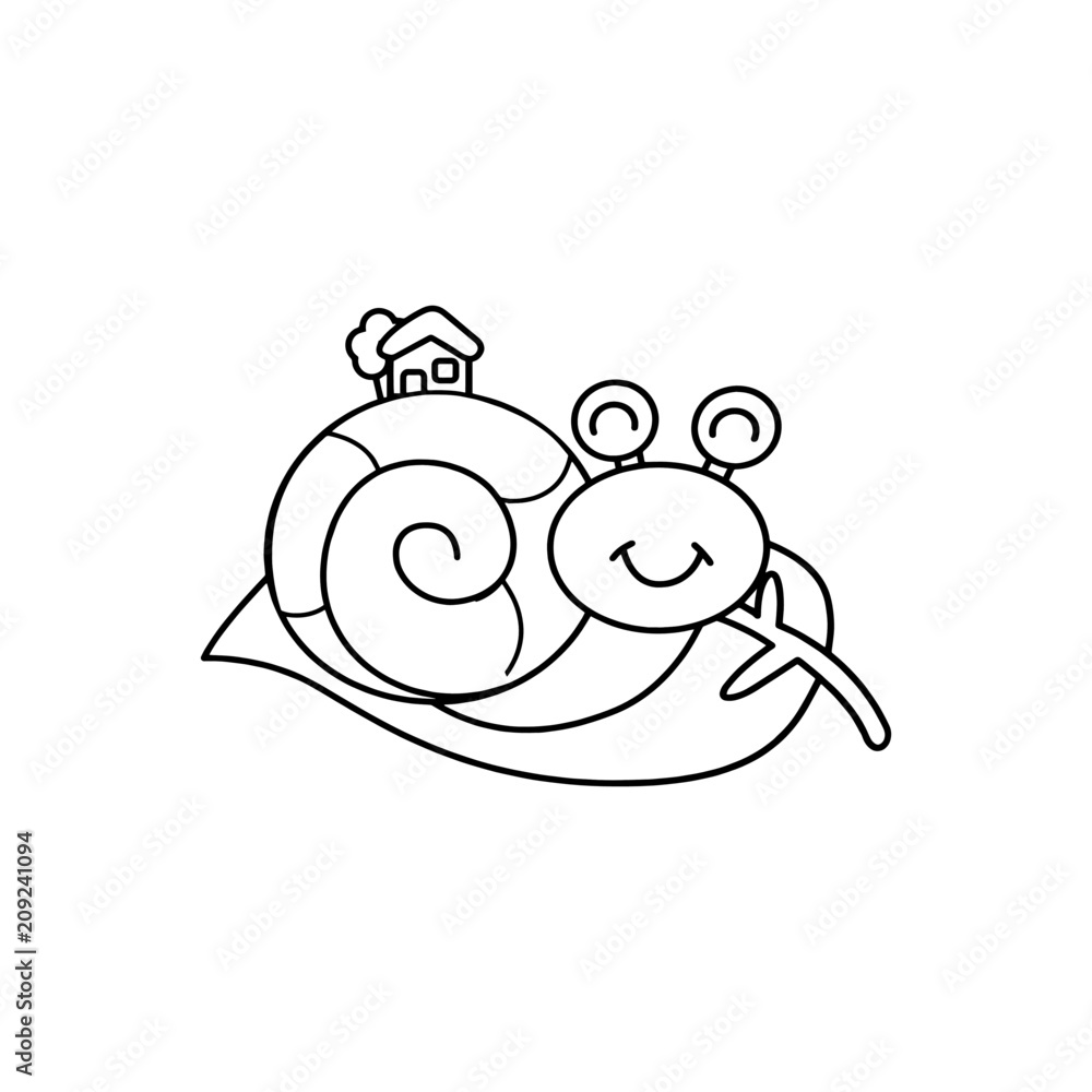 Snail cartoon illustration isolated on white background for children color book Snail cartoon illustration isolated on white background for children color book