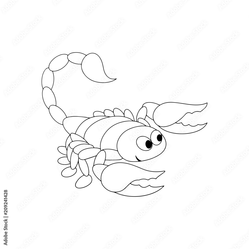 Scorpion cartoon illustration isolated on white background for children color book Scorpion cartoon illustration isolated on white background for children color book
