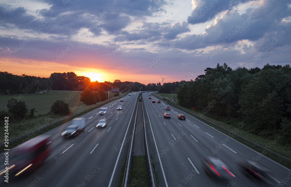 Sunrise over German Motorway