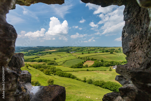 View from the window of an ancient castle (Carreg Cennen, Wales) photo