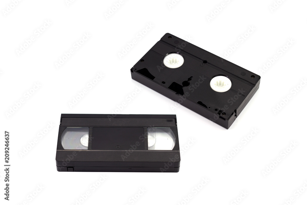 Old vhs video cassette isolated on white background copy space for text Old vhs video cassette isolated on white background copy space for text