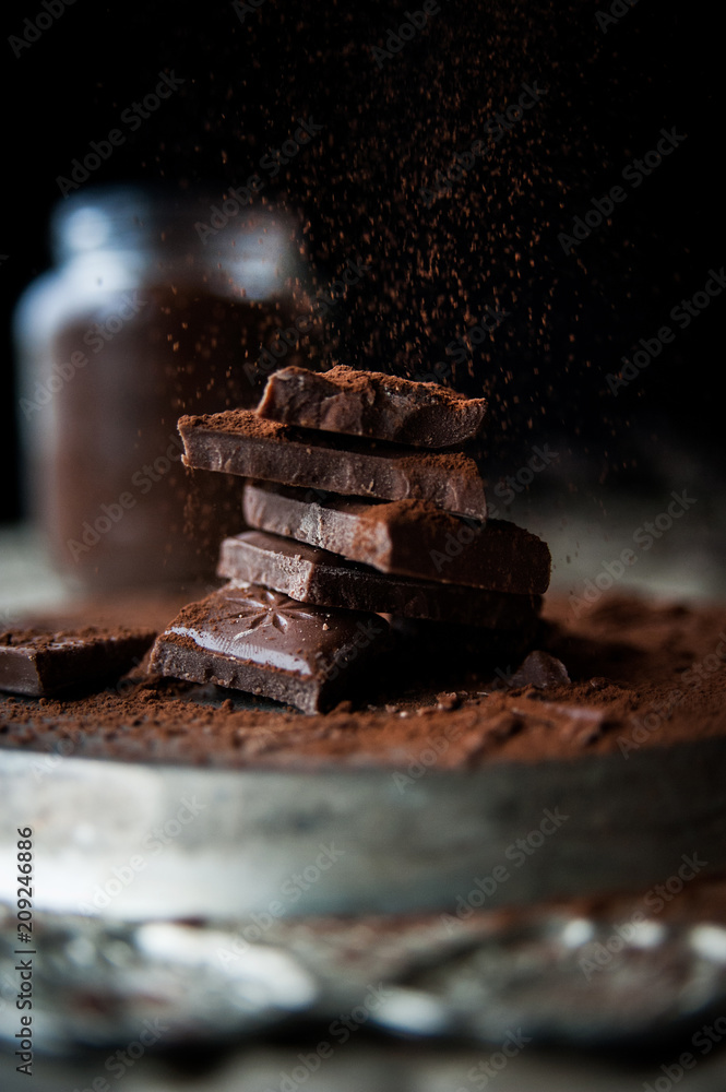 Chocolate and cacao’s dust .