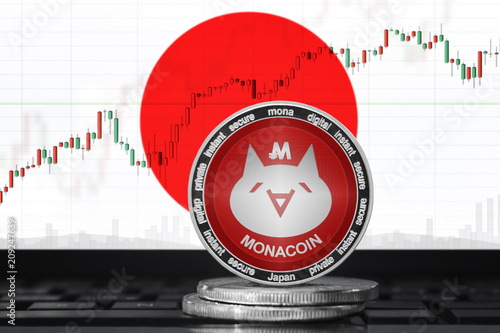 MonaCoin (MONA): Japan's first native cryptocurrency; monacoin with the flag of JAPAN on the background of the chart photo