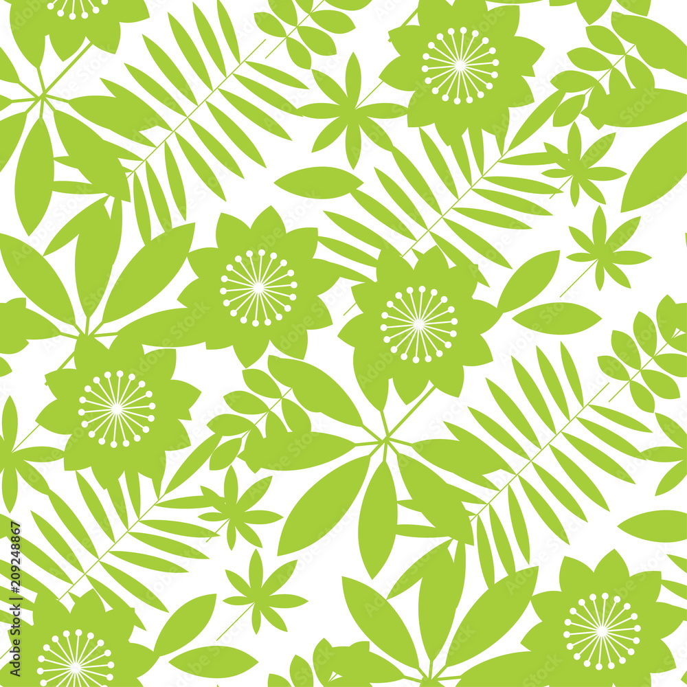 Fototapeta premium Simple tropical floral design seamless pattern