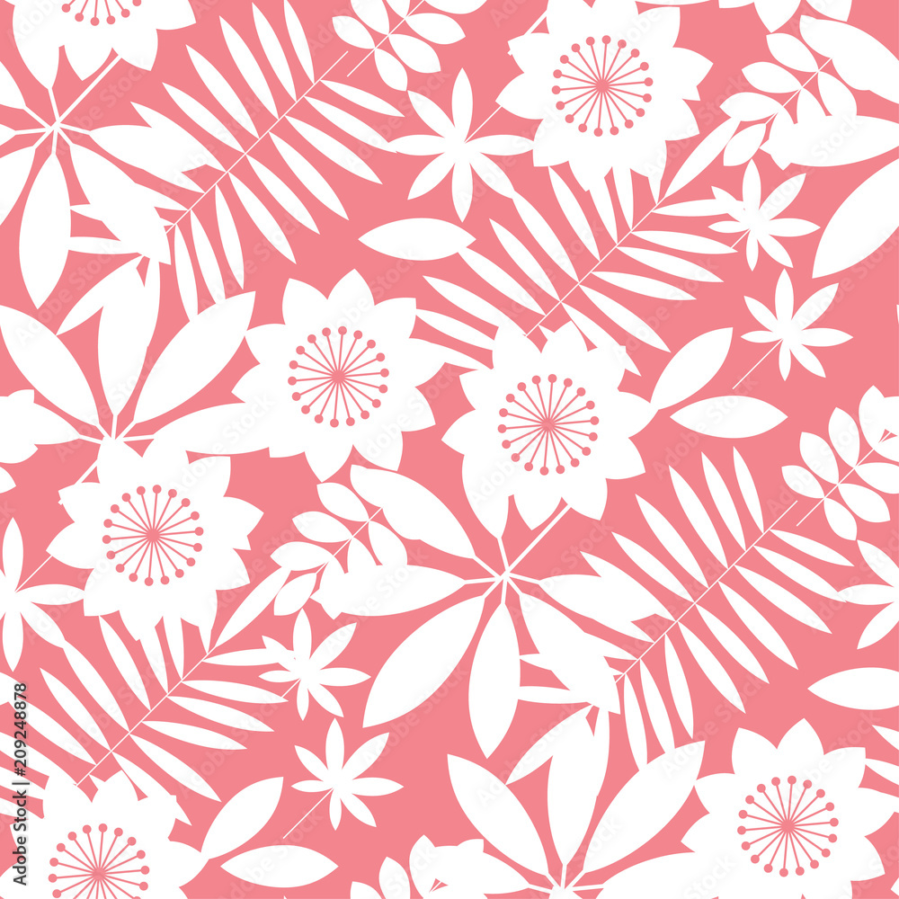 Fototapeta premium Simple tropical floral design seamless pattern