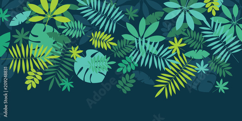 Green simple tropical leaves design element