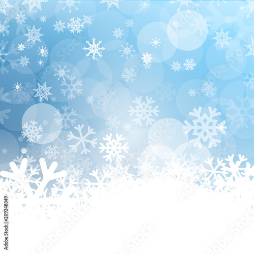 Vector Cold Background. Frozen Winter Design with Snowflakes. Blue and White Ice Pattern. Frost Symbol.
